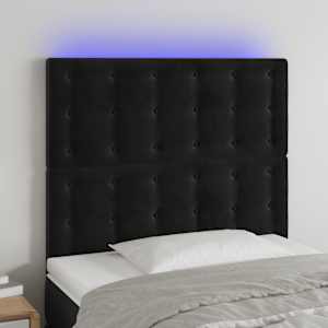 LED posteljno vzglavje črno 100x5x118/128 cm žamet