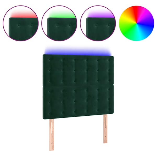 vidaXL LED-voodipeats, tumeroheline, 100x5x118/128 cm, samet