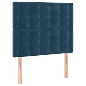 Čelo postele s LED tmavě modré 100x5x118/128 cm samet - obrázek 4