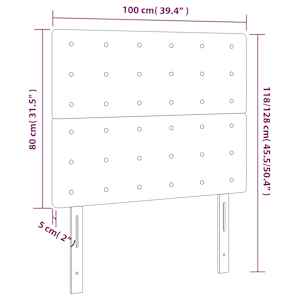 Čelo postele s LED tmavě modré 100x5x118/128 cm samet - obrázek 7