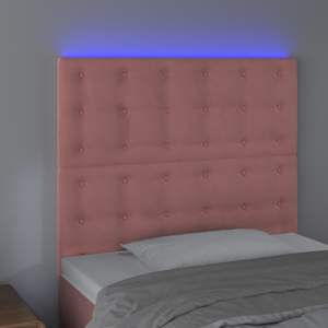 Čelo postele s LED růžové 100x5x118/128 cm samet - obrázek 3