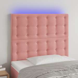 Čelo postele s LED růžové 100x5x118/128 cm samet - obrázek 1
