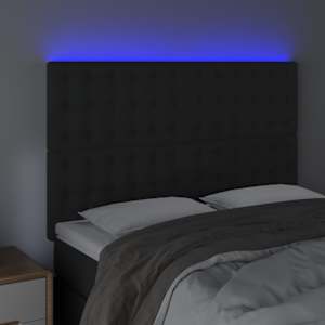 Čelo postele s LED černé 144x5x118/128 cm samet - obrázek 3