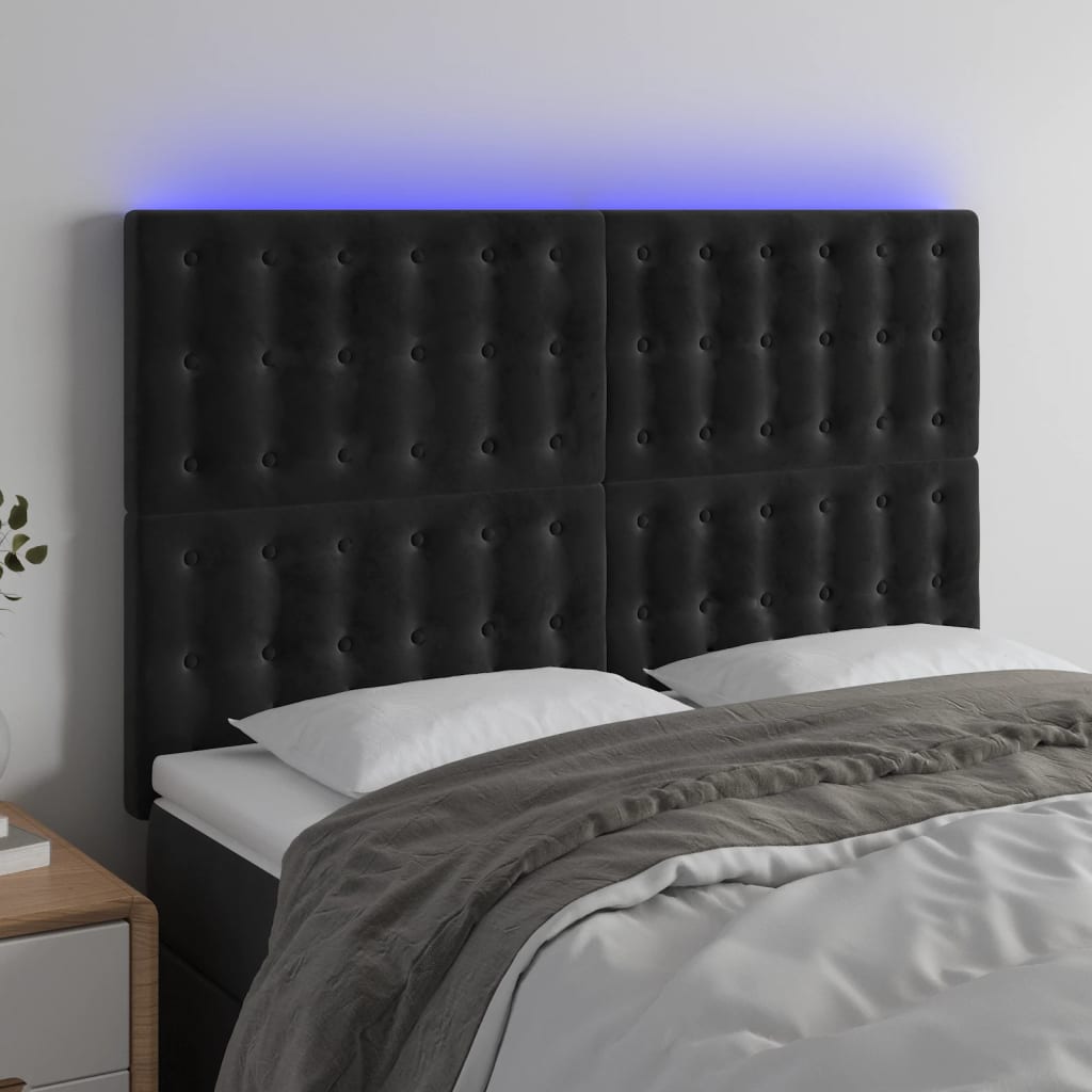 vidaXL Tête de lit à LED Noir 144x5x118/128 cm Velours
