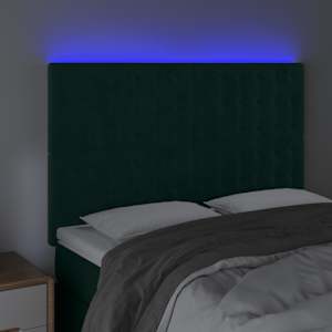 Čelo postele s LED tmavě zelená 144x5x118/128 cm samet - obrázek 4