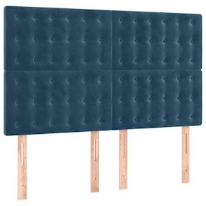 Čelo postele s LED tmavě modré 144x5x118/128 cm samet - obrázek 4