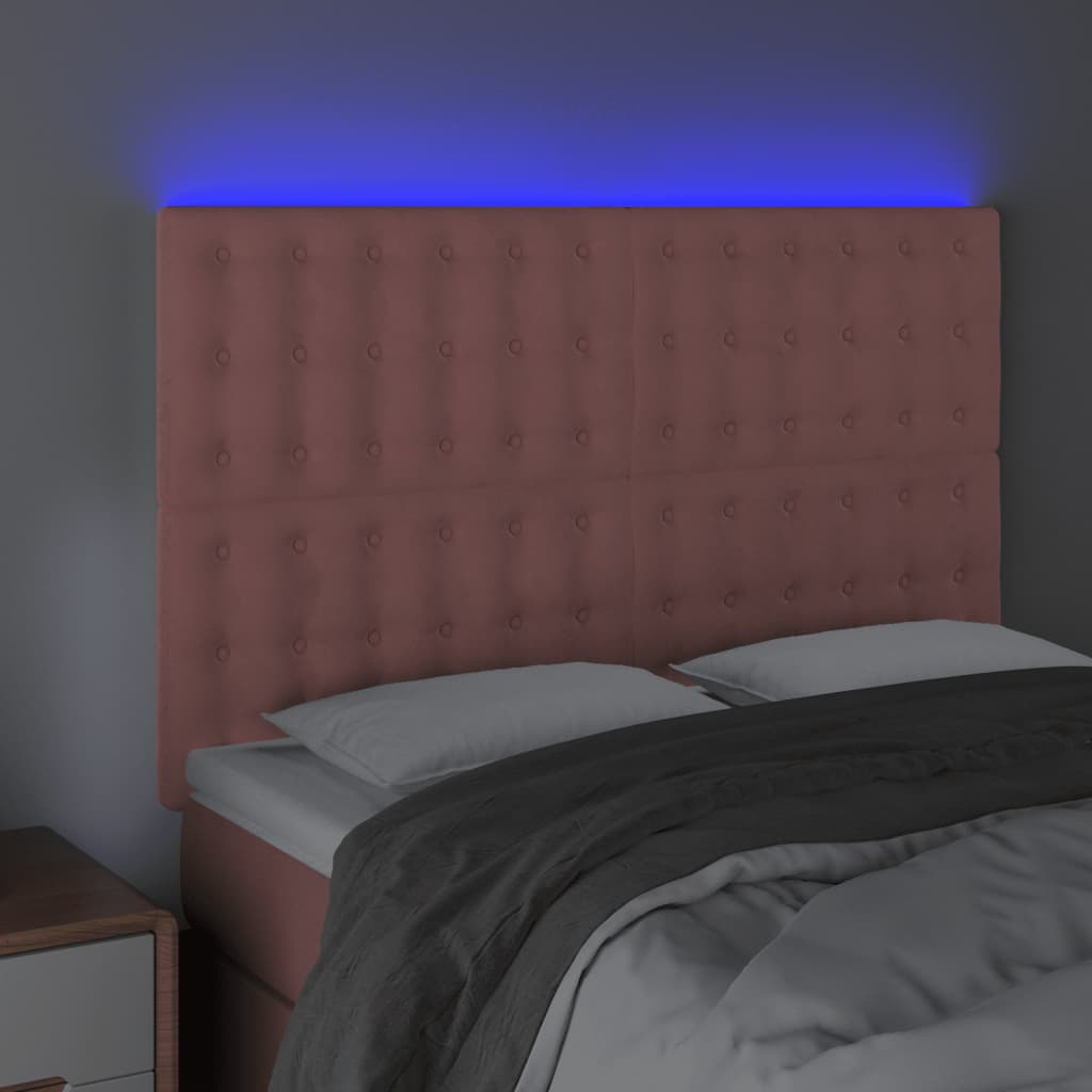 vidaXL Hoofdbord LED 144x5x118/128 cm fluweel zwart afbeelding