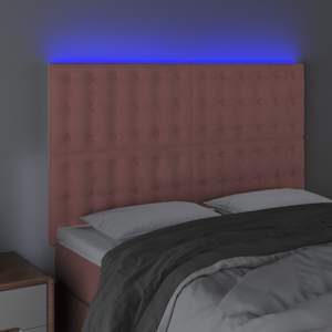 Čelo postele s LED růžové 144x5x118/128 cm samet - obrázek 3