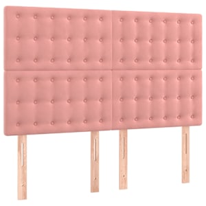 Čelo postele s LED růžové 144x5x118/128 cm samet - obrázek 4