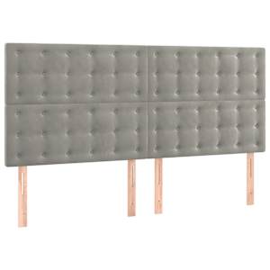 Čelo postele s LED světle šedé 160x5x118/128 cm samet - obrázek 4