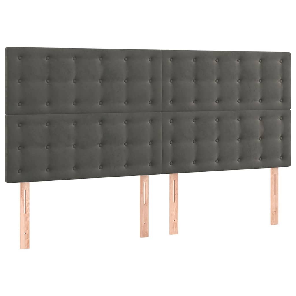 vidaXL Hoofdbord LED 160x5x118/128 cm fluweel donkergrijs grijs, foto 4