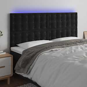 LED posteljno vzglavje črno 160x5x118/128 cm žamet