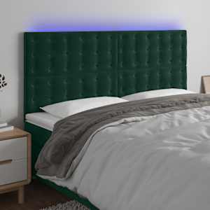 Čelo postele s LED tmavě zelená 160x5x118/128 cm samet - obrázek 1