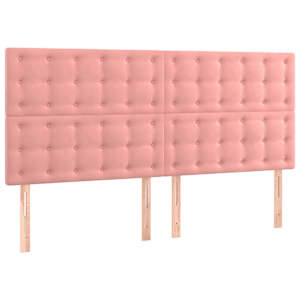 Čelo postele s LED růžové 160x5x118/128 cm samet - obrázek 4