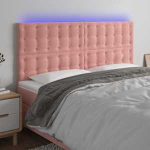 Čelo postele s LED růžové 160x5x118/128 cm samet - obrázek 1