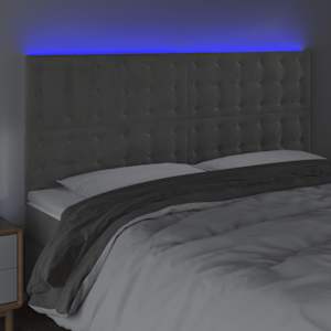 Čelo postele s LED světle šedé 180x5x118/128 cm samet - obrázek 3
