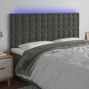 Čelo postele s LED tmavě šedé 180x5x118/128 cm samet - obrázek 1