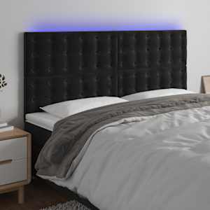 Čelo postele s LED černé 180x5x118/128 cm samet - obrázek 1