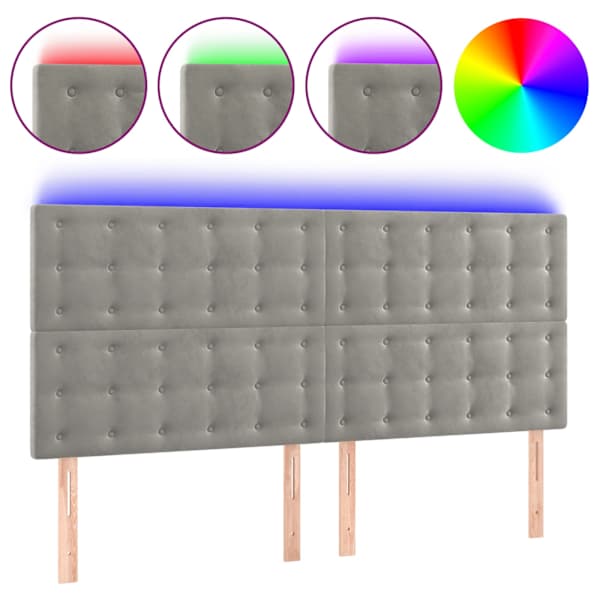 vidaXL LED-voodipeats, helehall, 200x5x118/128 cm, samet