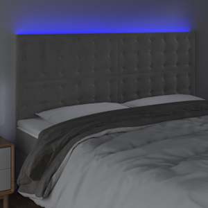 Čelo postele s LED světle šedé 200x5x118/128 cm samet - obrázek 3