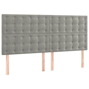 Čelo postele s LED světle šedé 200x5x118/128 cm samet - obrázek 4