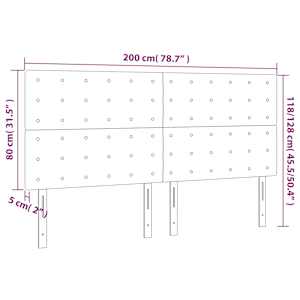 Čelo postele s LED světle šedé 200x5x118/128 cm samet - obrázek 6