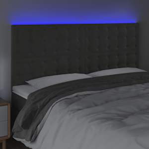 Čelo postele s LED tmavě šedé 200x5x118/128 cm samet - obrázek 3