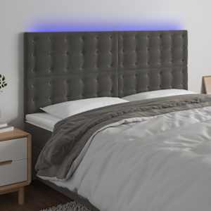 Čelo postele s LED tmavě šedé 200x5x118/128 cm samet - obrázek 1