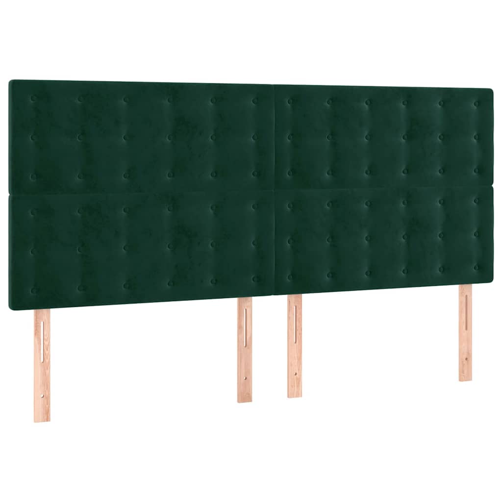 vidaXL Hoofdbord LED 200x5x118/128 cm fluweel donkergroen groen, foto 4