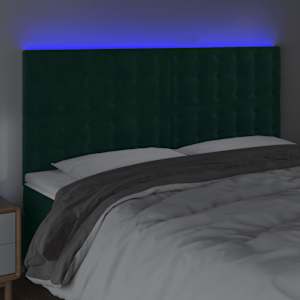 Čelo postele s LED tmavě zelené 200x5x118/128 cm samet - obrázek 4