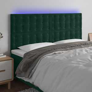 Čelo postele s LED tmavě zelené 200x5x118/128 cm samet - obrázek 1