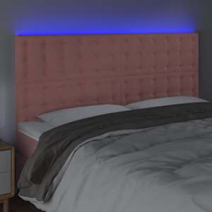 Čelo postele s LED růžové 200x5x118/128 cm samet - obrázek 3