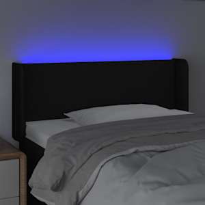 Čelo postele s LED černé 83 x 16 x 78/88 cm textil - obrázek 4
