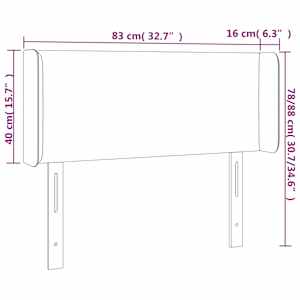 Čelo postele s LED černé 83 x 16 x 78/88 cm textil - obrázek 6