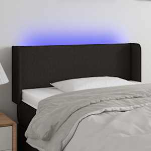 Čelo postele s LED černé 83 x 16 x 78/88 cm textil - obrázek 1