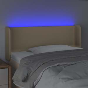 Čelo postele s LED krémové 83 x 16 x 78/88 cm textil - obrázek 4