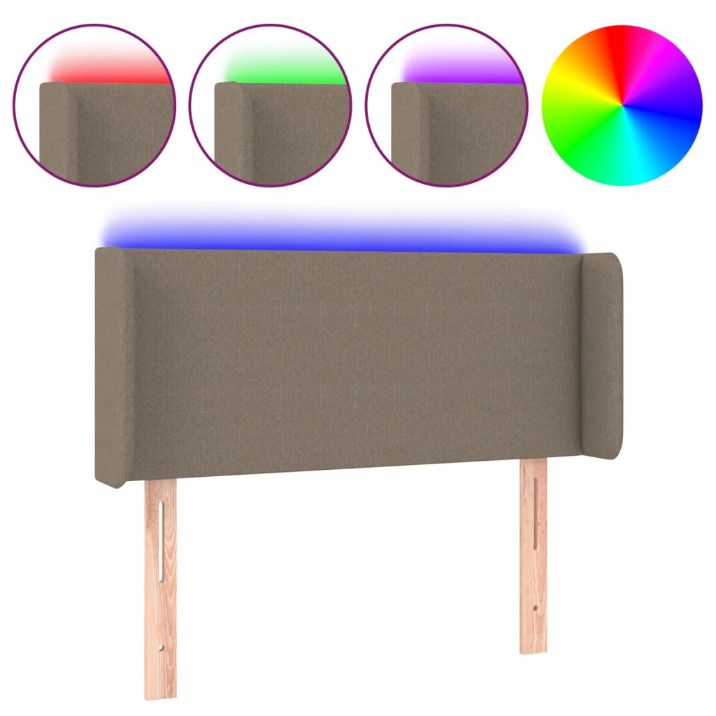 vidaXL Čelo postele s LED taupe 93 x 16 x 78/88 cm textil