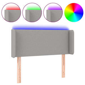 Čelo postele s LED světle šedé 103 x 16 x 78/88 cm textil - obrázek 2