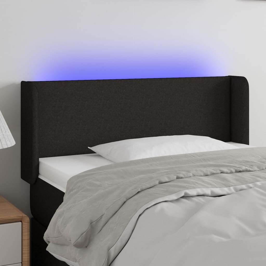 vida XL LED Kopfteil Schwarz 103x 16x 78/88 cm Stoff