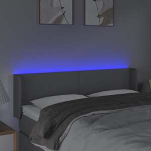 Čelo postele s LED světle šedé 147 x 16 x 78/88 cm textil - obrázek 4