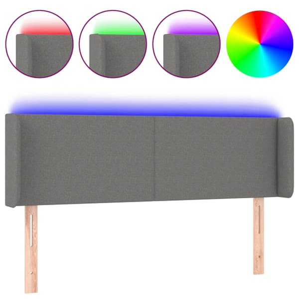 vidaXL LED-voodipeats, tumehall, 147x16x78/88 cm, kangas