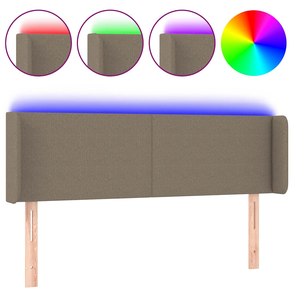 vidaXL Hoofdbord LED 147x16x78/88 cm stof taupe, foto 3