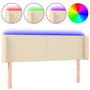 vidaXL LED-voodipeats, kreemjas, 147x16x78/88 cm, kangas