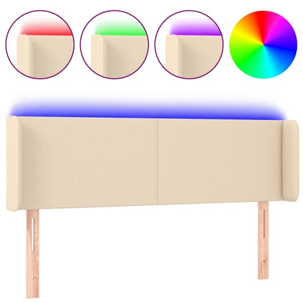 vidaXL LED-voodipeats, kreemjas, 147x16x78/88 cm, kangas