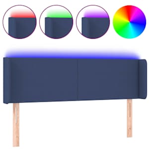 vidaXL LED-voodipeats, sinine, 147x16x78/88 cm, kangas