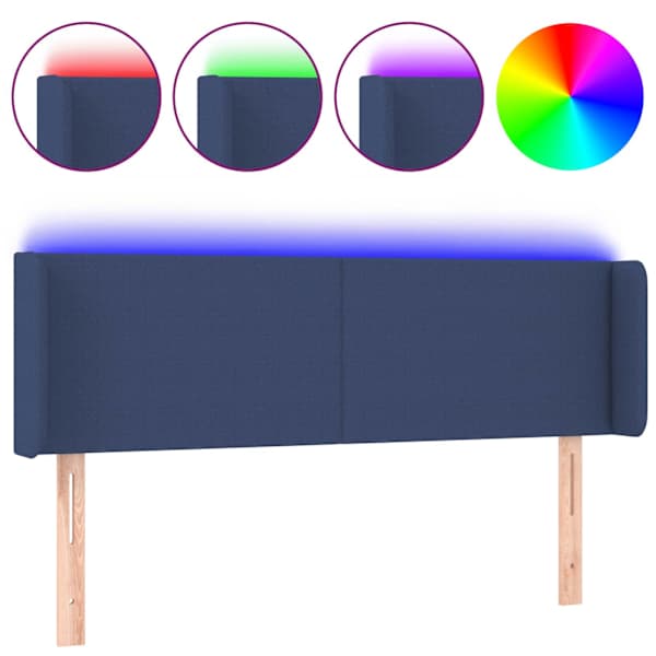 vidaXL LED-voodipeats, sinine, 147x16x78/88 cm, kangas