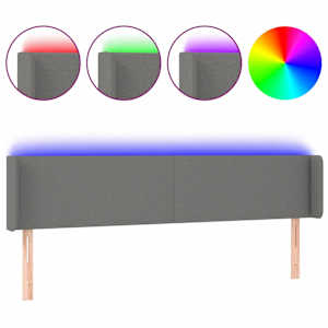 vidaXL LED-voodipeats, tumehall, 163x16x78/88 cm, kangas