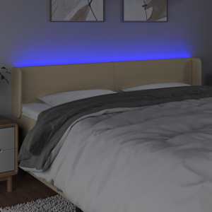 Čelo postele s LED krémové 163 x 16 x 78/88 cm textil - obrázek 4