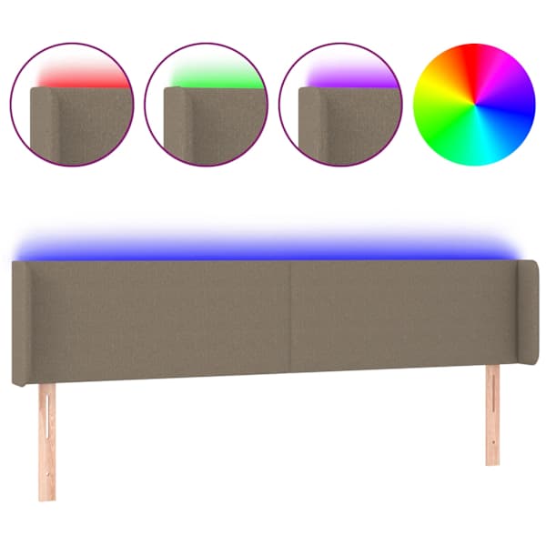 vidaXL LED-voodipeats, pruunikashall, 183x16x78/88 cm, kangas