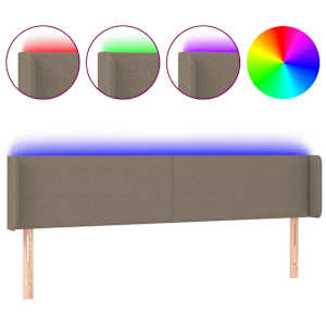 Čelo postele s LED taupe 183 x 16 x 78/88 cm textil - obrázek 2